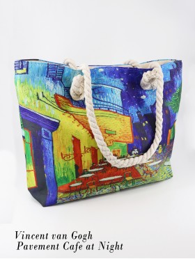 Pavement Cafe at Night Oil Painting Shoulder Bag